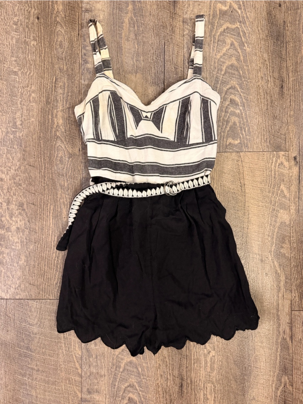 Black Ivory Striped Geometric Romper Women’s XS